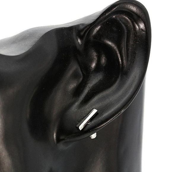 New!  Silver Stud Bar Earrings - Picture 4 of 5